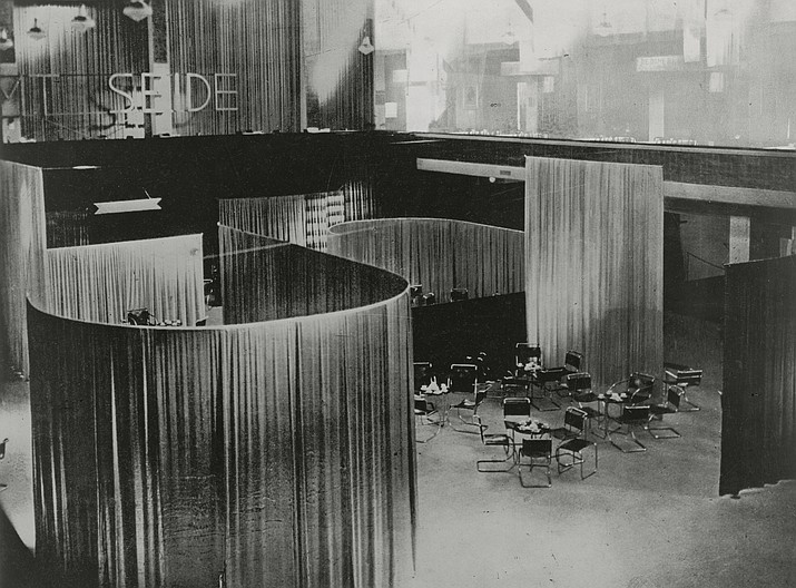 This undated photo provided by MoMA shows Lilly Reich's "View of the Velvet and Silk CafÃ©," 1927. The image is part of the exhibit at the museum titled "How Should We Live? Propositions for the Modern Interior."  (MoMA via AP)