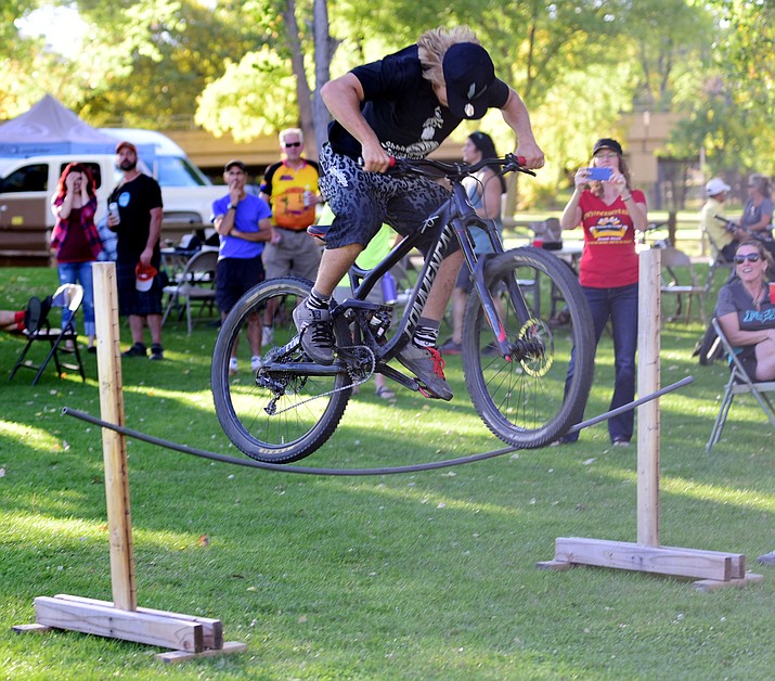 Woody Ditsler won the bunny hop competition with a jump of 29” at the annual Wonderschlautt sponsored by the Prescott Mountain Bike Alliance Saturday at Granite Creek Park in Prescott.