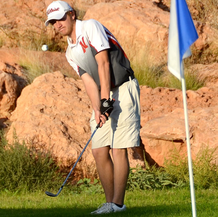 Mingus Union’s Keagan Lamb hits a shot in match play at the Verde Santa Fe on Wednseday. Maruaders are making a run for state this season.