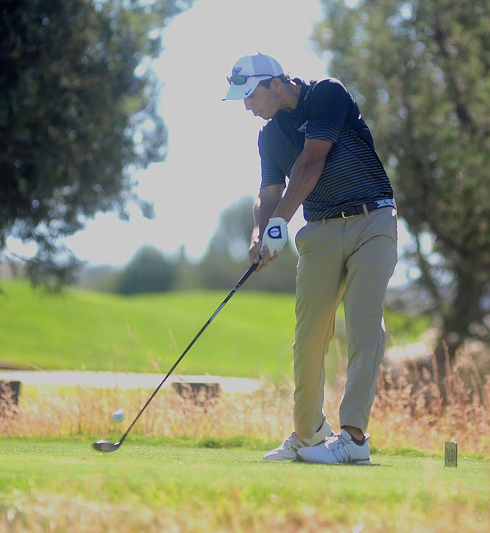 Embry Riddle's Matt Zampello tees off Monday during the Embry-Riddle Invitational at Talking Rock Golf Club in Prescott.