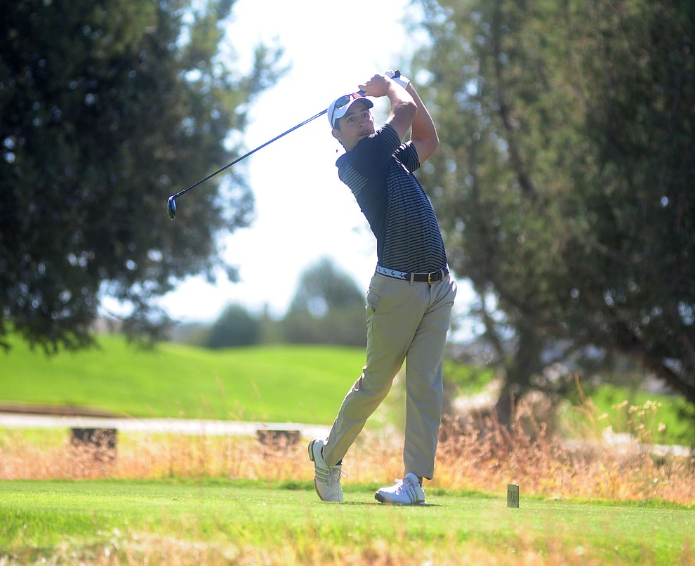 Embry Riddle's Matt Zampello tees off Monday during the Embry-Riddle Invitational at Talking Rock Golf Club in Prescott.