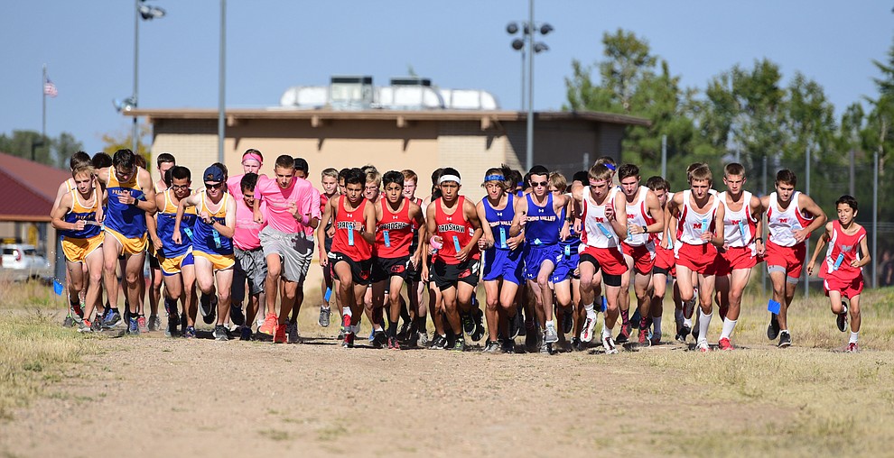 The boys start during the Yavapai County Cross Country meet at Embry Riddle Aeronautical University in Prescott Wednesday, October 19.