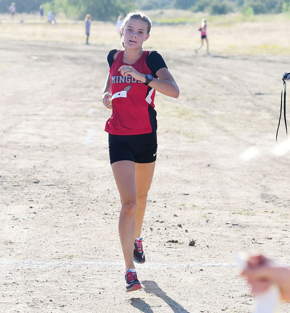 Mingus Union's Meg Babcock finished seventh during the Yavapai County Cross Country meet at Embry Riddle Aeronautical University in Prescott Wednesday, October 19.