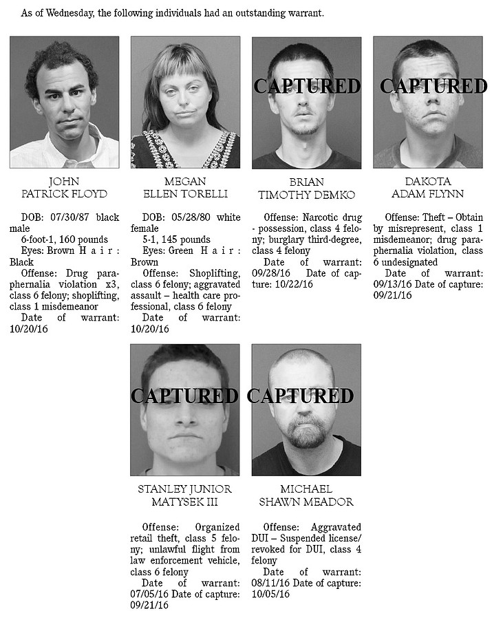 Mohave County's Most Wanted Oct. 31, 2016 Kingman Daily Miner