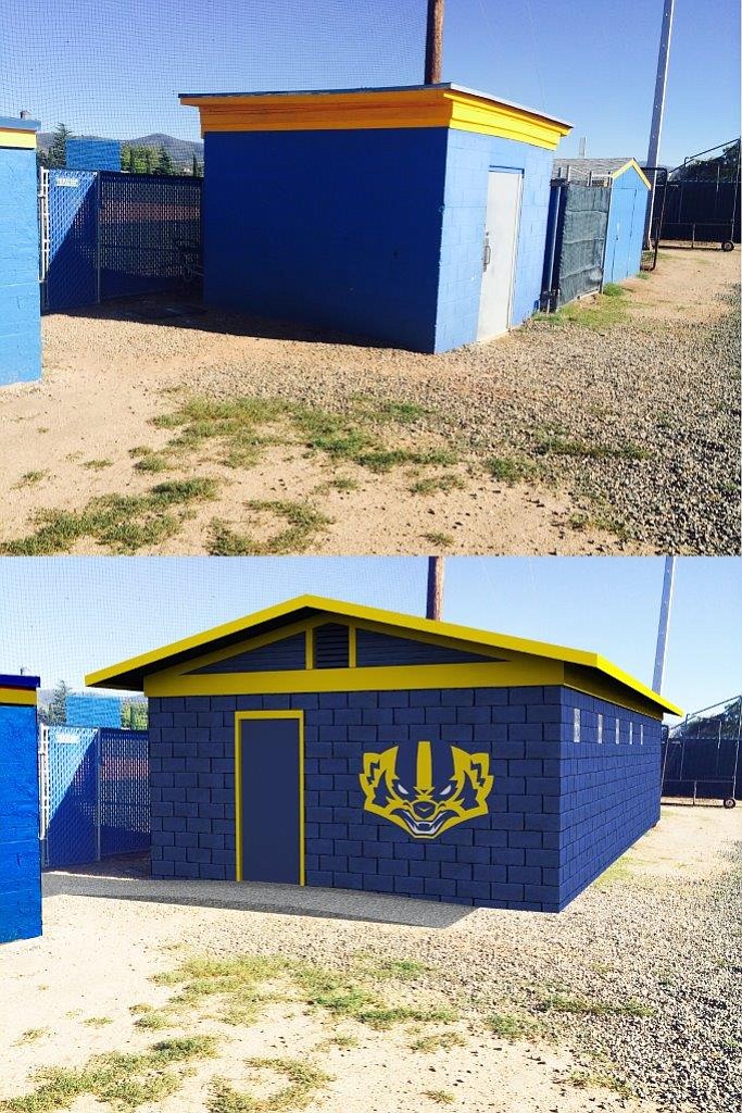 New baseball facility (Photo shows current shed and the bottom is the rendering of the new structure)