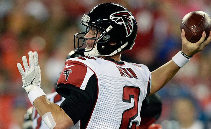 Atlanta Falcons quarterback Matt Ryan (2) throws a pass against the Tampa Bay Buccaneers during the first quarter Thursday in Tampa, Fla. 