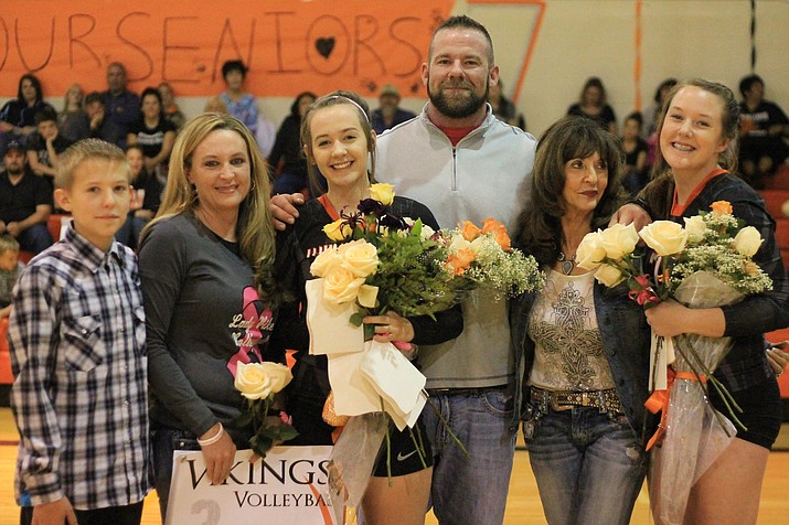 The Vikings honored senior volleyball players Rheanon Koss and Kami Batterton at their last home game.