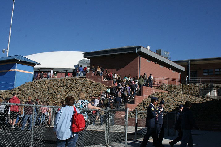 Prescott High School students return to class Thursday morning, Nov. 10, after being evacuated for about a half-hour because of a natural-gas pipe leak.