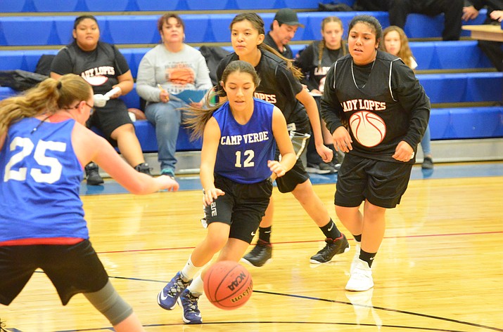 The Camp Verde girls team eturns three starting seniors, forward Kayla Hackett, post player Melissa Presmyk, and guard Raiven Alvey. Camp Verde finished 13-15, and 5-5 in league play. (VVN/Vyto Starinskas)