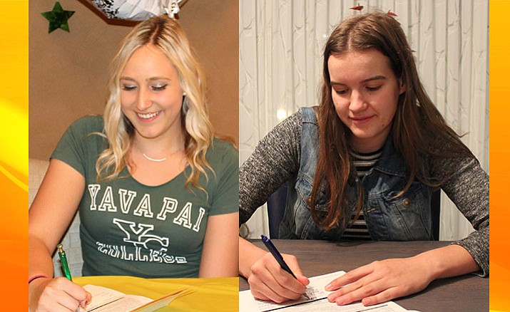 Freshman hitters Audrey Rees, left, and Nynke de Vries have signed letters of intent for the 2017 season.
