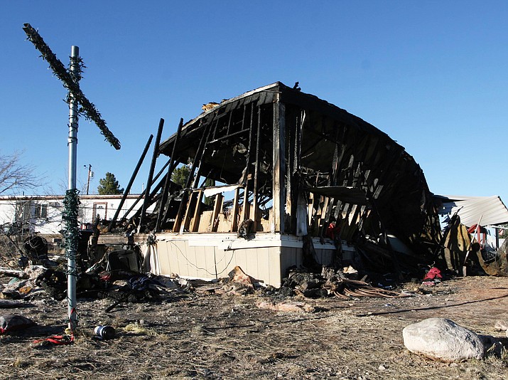 The aftermath of a mobile home fire at the 600 block of Sunland Drive can be seen in these Monday photos. Emergency crews were dispatched around 3:45 a.m. Sunday and arrived to a fully involved fire. (VVN/Bill Helm)
