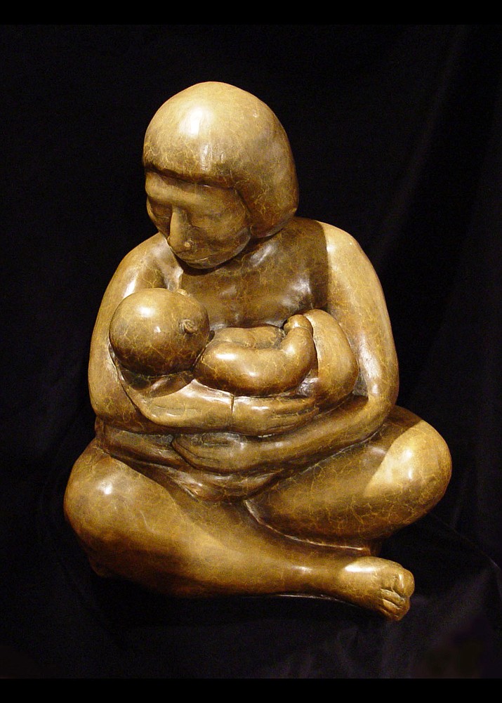 Madre Mia” by Antonia Gallegos, is a 19”h x 15”w x 14”d bronze sculpture that will be featured in “A New Year Begins,” the new exhibition opening 1st Friday, Jan. 6 form 5-8 p.m. at Lanning Gallery.
