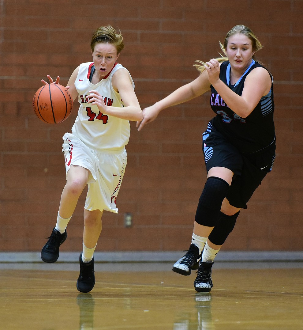 Bradshaw Mountain's Erynn Bailey brings the ball upcourt as the Lady Bears take on the Cactus Lady Cobras in the semifinal of the Winter Classic at Prescott High School Friday, December 30. (Les Stukenberg/The Daily Courier)