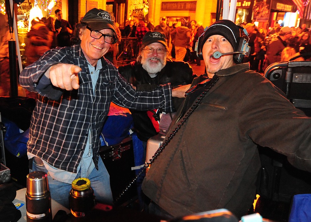 The sound and video crew at the 6th Annual Whiskey Row Boot Drop in downtown Prescott Saturday, Dec. 31. (Les Stukenberg/The Daily Courier)