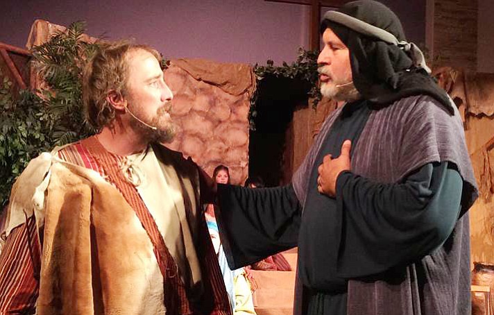 Wyatt Duncan and Rudy Rodriguez, both from Cottonwood, play the prodigal son and his father in Letters from Luke. Photo courtesy of Potter’s Hand Productions.