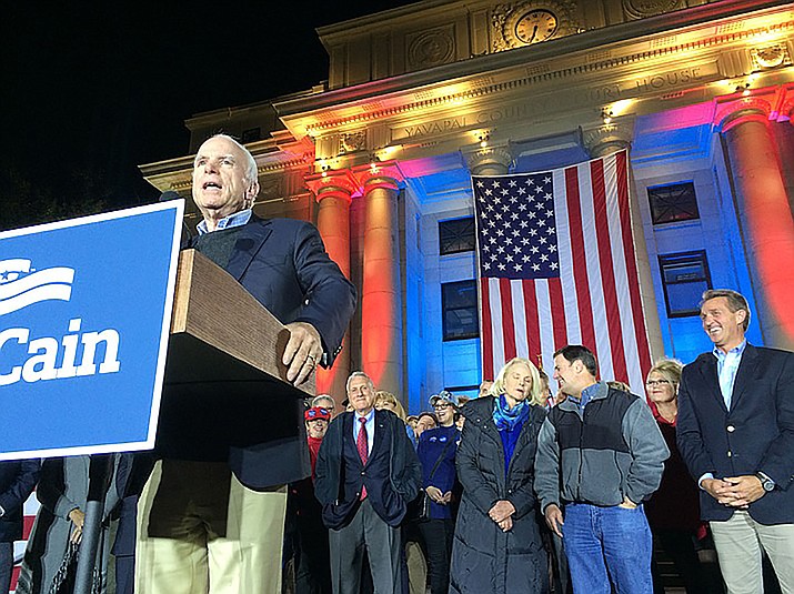 Sen. John McCain, shown here at a November 2016 election rally, announced Wednesday that he plans to close his Prescott office on March 31.