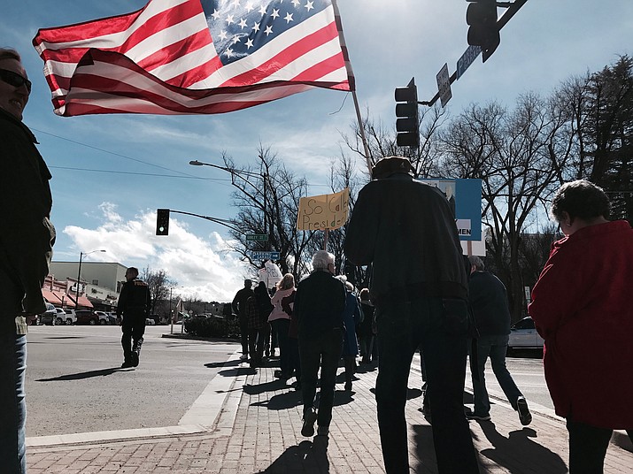A scene from last Tuesday's protest in downtown Prescott.