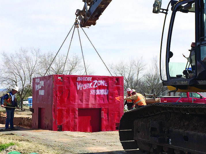 Work continues on the sewer line being built on West Center Street in Chino Valley.