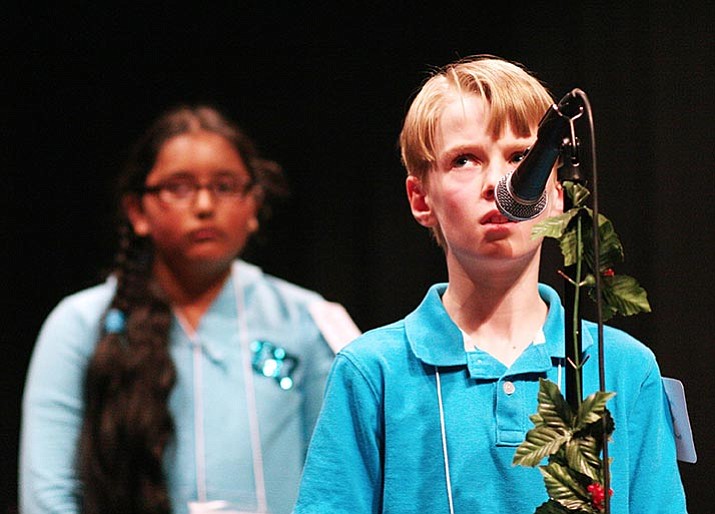For the third consecutive year, Prescott Valley’s Tanner Dodt looks to finish first in the Yavapai County Spelling Bee. Tanner is pictured in 2015, when he won his first county spelling bee by correctly spelling the word precipice. 