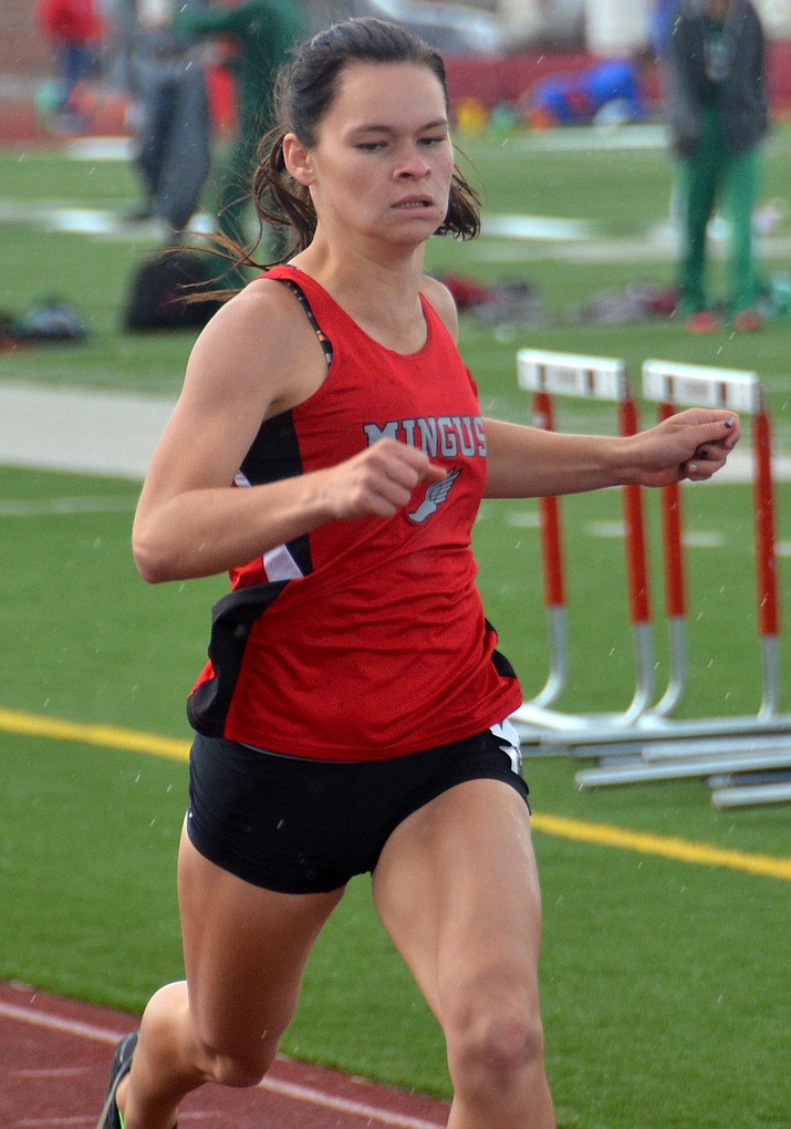 Mingus senior Auli Hanks is a force in both sprint events, long jump and triple jump and a key performer on the Marauders’ sprint relay team. Hanks was third in long jump at last year’s state championships. (VVN/Vyto Starinskas)