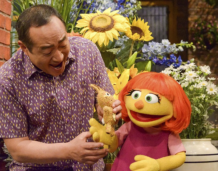 This image released by Sesame Workshop shows Julia, a new autistic muppet character debuting on the 47th Season of "Sesame Street," on April 10, 2017, on both PBS and HBO.
