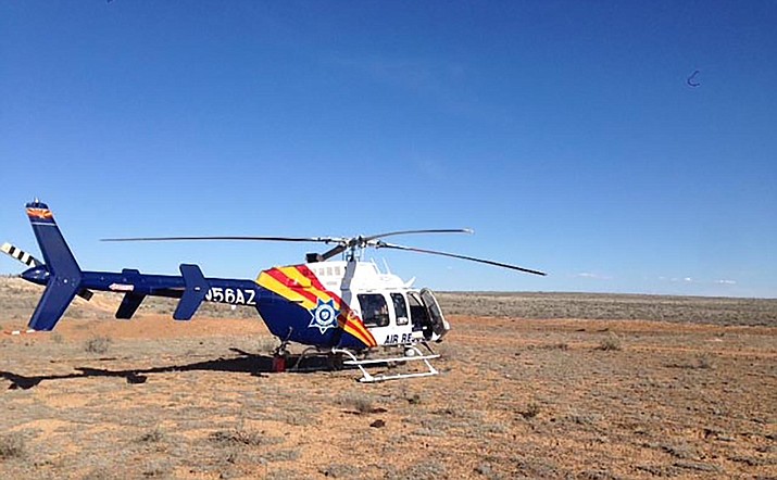 A 24-year-old female from Texas, traveling in a remote area of the Havasupai Reservation, was rescued by an AZDPS helicopter after being stranded for five days when her car ran out of gas. (Photo Courtesy of DPS)