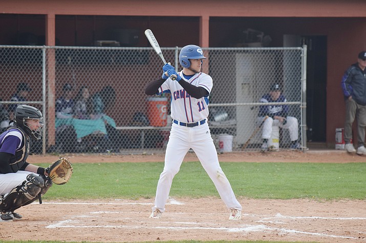 Camp Verde senior Ryan Cain bats against Sedona Red Rock. Cain is hitting .417 with an on base percentage of .514, 22 RBIs through 21 games for the No. 6 Cowboys (VVN/James Kelley)