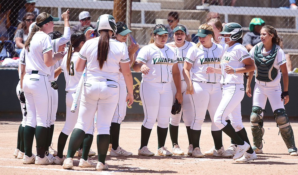 Yavapai's Andrea Sotelo trots home after crushing a two-run homer as they faced Scottsdale Community College Saturday, April 22 in Prescott.