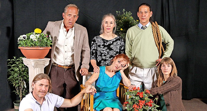Red Earth Theatre presents ‘Round and Round the Garden,” with Larry Cohen, Cat Ransom, Dave Belkiewitz (front) Dylan Marshall, Terra Shelman, Ashlee Threlkeld, Cat Ransom and Terra Shelman Dylan Marshall and Ashlee Threlkeld.