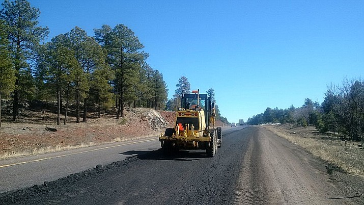 A photo from 2016 shows ADOT working on a paving project on I-40. ADOT is planning the  first of two paving projects to take place between Flagstaff and Williams