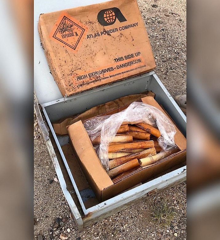 A box of dynamite was discovered by two hikers on a trail in the Skull Valley area May 17. (YCSO/Courtesy)