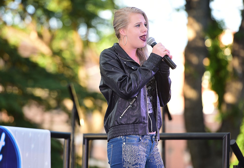 Isabella Martin sings "I Dreamed a Dream" during the first round of Prescott Idol 2017 Thursday, June 1 on the Yavapai County Courthouse Plaza. (Les Stukenberg/Courier)