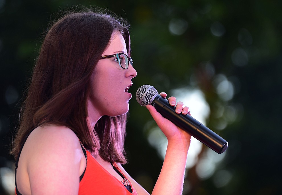 Allison Spieker sings "My Heart Will Go On" during the first round of Prescott Idol 2017 Thursday, June 1 on the Yavapai County Courthouse Plaza. (Les Stukenberg/Courier)