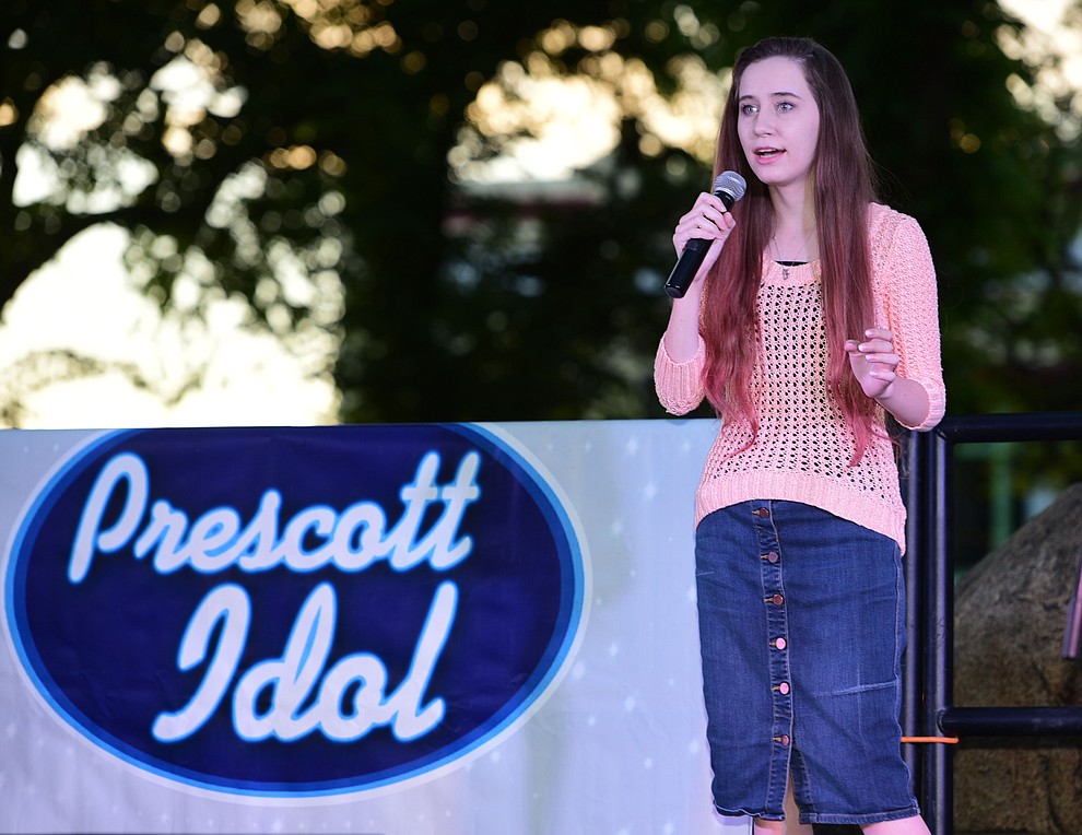 Hannah Warren sings "Someone Like You" during the first round of Prescott Idol 2017 Thursday, June 1 on the Yavapai County Courthouse Plaza. (Les Stukenberg/Courier)