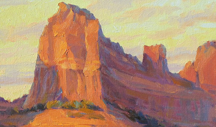 A plein air painting by Carl Dalio at Adventures Unlimited Books.
