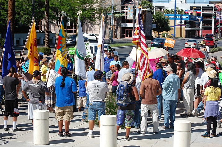 The Culture Walk on Earth Day April 22, 2012, where the Moapa Band of Paiutes and its allies walked 50 miles from the coal power plant to the federal building in downton Las Vegas. 