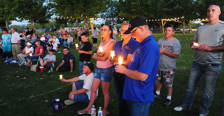 Over 300 attended a candlelight vigil in honor of ten-year-old Christian Pearson at Memory Park in Chino Valley  Saturday, June 17. (Les Stukenberg/Courier)