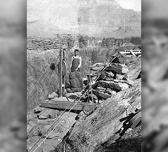 Almost a century before the controversial Escalade tramway project was introduced, pioneers at Grand Canyon floated the idea of a rim-to-river tram as early as 1919. During the pioneer period, tramways were built to carry people, supplies and ore to and from mining claims in the canyon. (Grand Canyon National Park Museum Collection)