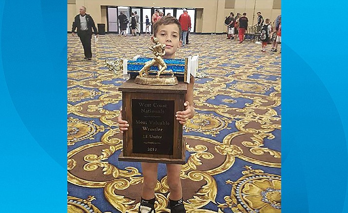 Brody Townsend went undefeated at the West Coast Nationals wrestling tournament. Townsend represented Camp Verde in three different weight classes and won outstanding wrestler. (Photo courtesy Mario Chagolla Sr.)