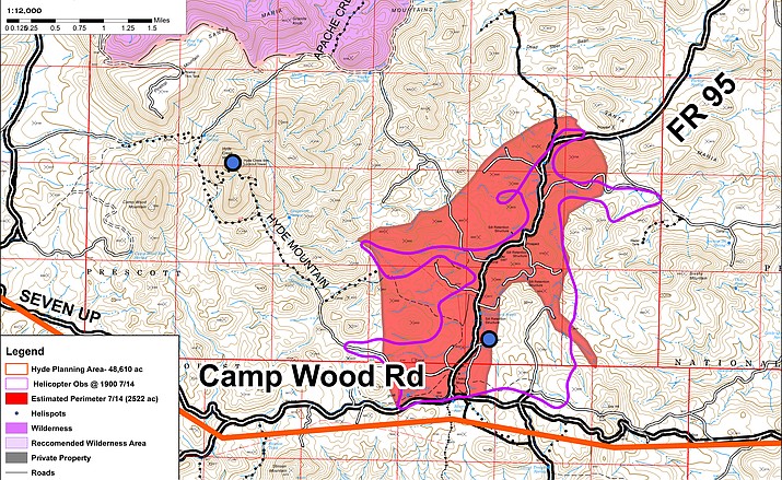 Location of the Hyde Fire as of Saturday, July 15, 2017.
