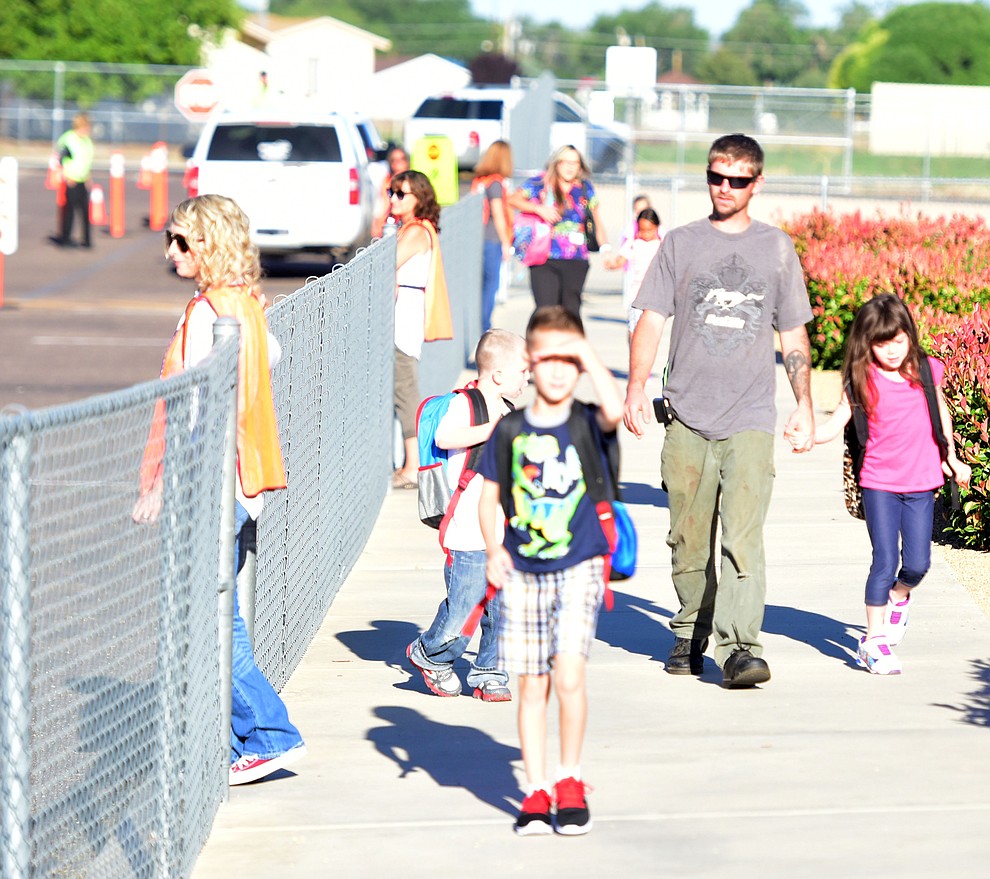 The drop off lane was pretty quiet on the first day of school at Territorial Elementary School in Chino Valley Tuesday, August 8. (Les Stukenberg/The Daily Courier).