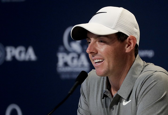 Rory McIlroy, of Northern Ireland, speaks during a news conference at the PGA Championship golf tournament at the Quail Hollow Club Tuesday, Aug. 8, 2017, in Charlotte, N.C. (Chris Carlson/AP)