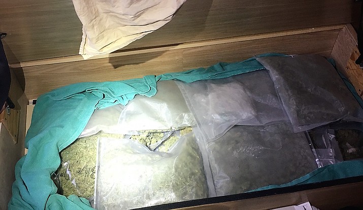Isaac James Brown of Florida was arrested Aug. 15 on numerous charges after a Yavapai County Sheriff’s Office K9 deputy located 40 pounds of marijuana inside the hidden compartment of a motorhome during a consented search in Ash Fork (Courtesy of YCSO)