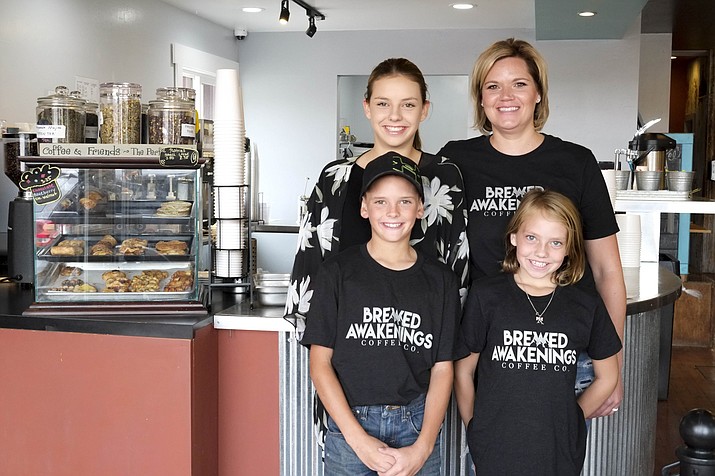 Devin Maebe owns and operates Brewed Awakenings with the help of her children, from left: Brooklynn, Jace and Kadyn Maebe.