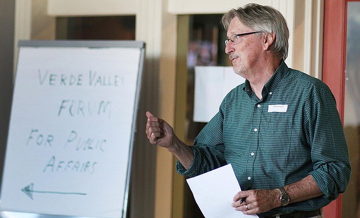 Steve Ayres, president of the Verde Valley Forum for Public Affairs at the 2016 Verde Valley Forum deep in thought and debate about the subject, “Post-Secondary Education in the Verde Valley.” (Photo Courtesy of VVF)


