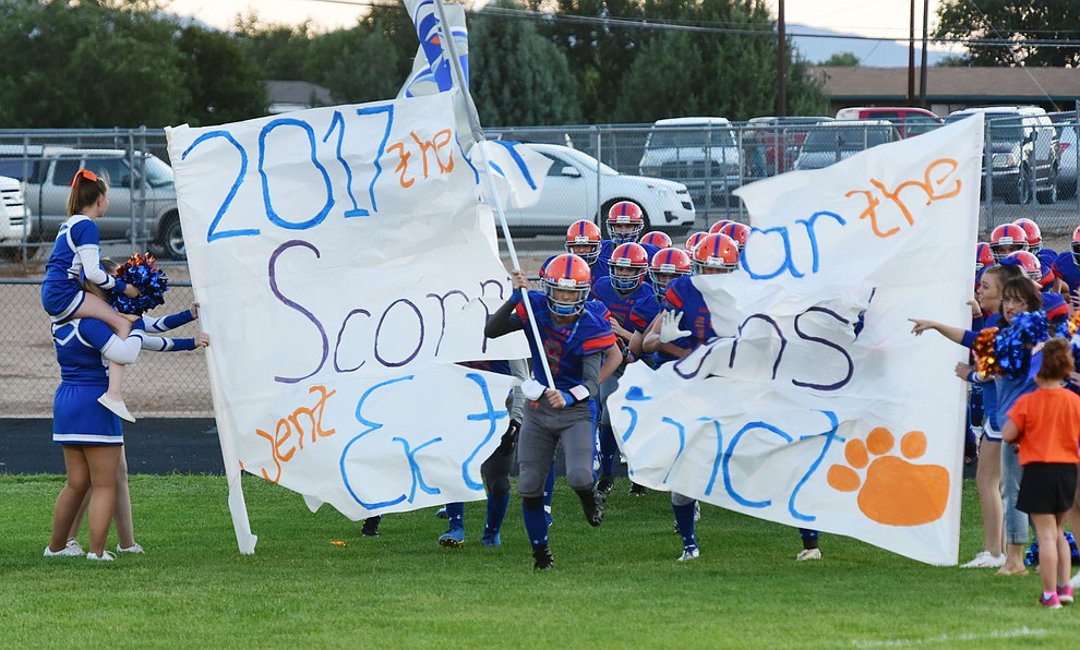 Chino Valley's players take the field as the Cougars take on Sedona Red Rock Scorpions Friday, September 1 in Chino Valley. (Les Stukenberg/The Daily Courier).