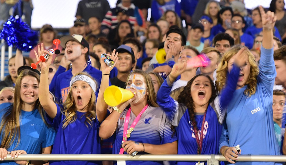 Chino Valley's fans were excited in the first half as the Cougars take on Sedona Red Rock Scorpions Friday, September 1 in Chino Valley. (Les Stukenberg/The Daily Courier).