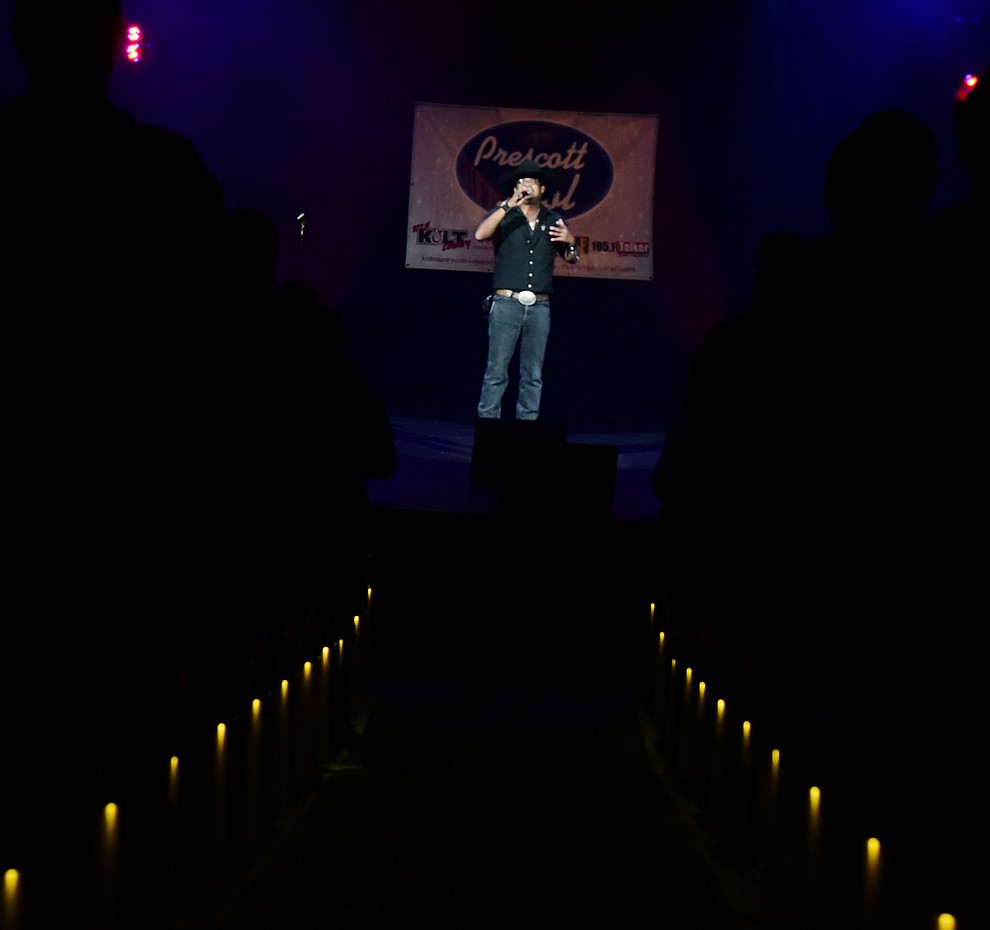 2016 Prescott Idol winner D.L. Harrison closes the show before the winners are announced during the finale of the 8th annual Prescott Idol competition at the Yavapai College Performance Hall Wednesday, September 6 in Prescott . (Les Stukenberg/Courier).