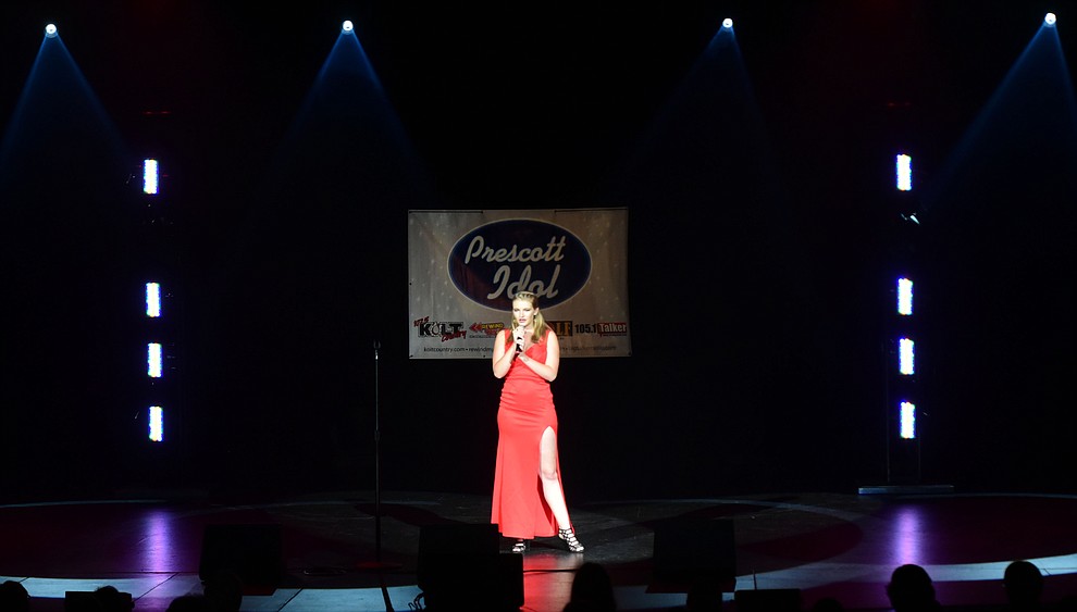 Fern Ferwerda sings "House of the Rising Sun" during the finale of the 8th annual Prescott Idol competition at the Yavapai College Performance Hall Wednesday, September 6 in Prescott . (Les Stukenberg/Courier).