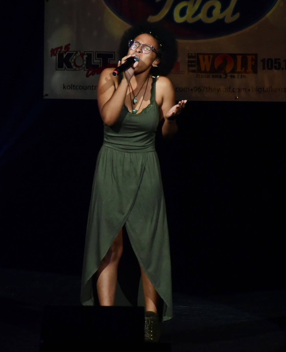 Unique Ware sings "Figures" during the finale of the 8th annual Prescott Idol competition at the Yavapai College Performance Hall Wednesday, September 6 in Prescott . (Les Stukenberg/Courier).